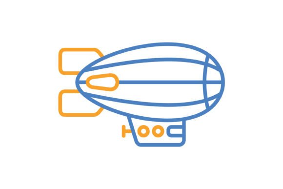 Airship Blue & Orange Line Icon: Your Versatile Design Asset