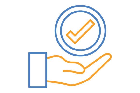Approve Blue & Orange Line Icon: A Modern Symbol Set for Visual Communication