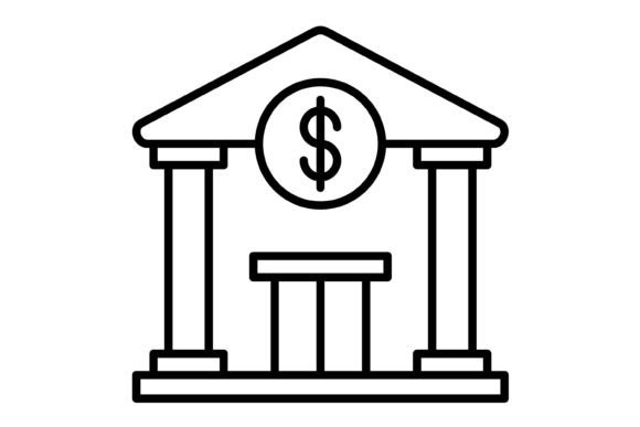 Bank Outline Icon: A Versatile Vector for Modern Design