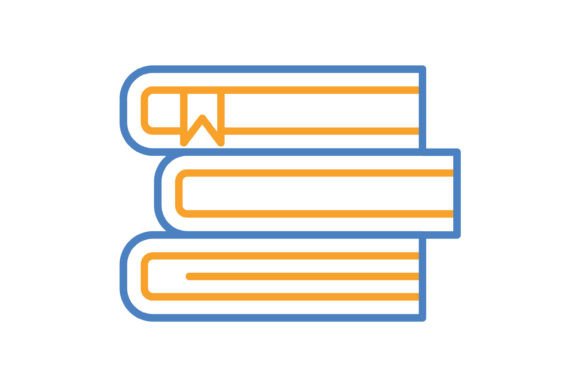 Books Blue & Orange Line Icon: Versatile Design Assets
