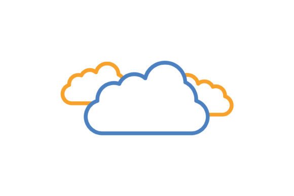 Clouds Blue & Orange Line Icon: A Modern Design Asset