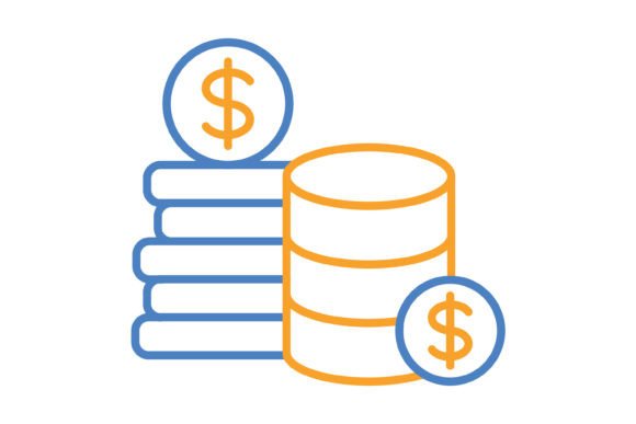 Coins Blue & Orange Line Icon: A Practical Asset for Digital Projects