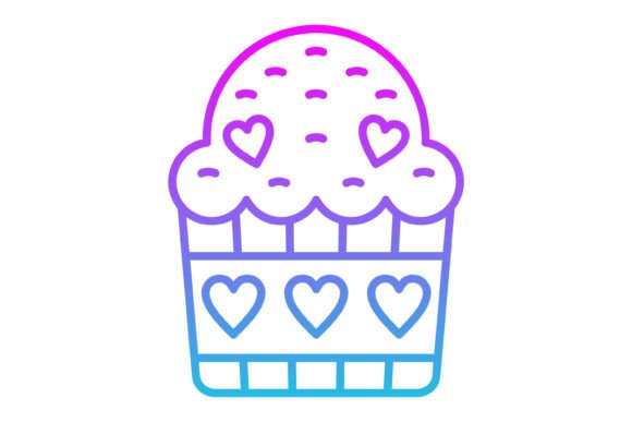 Cupcake Line Gradient Icon: A Sweet Design Asset for Any Project