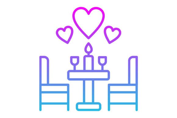 Dinner Line Gradient Icon: A Modern Visual Asset for Your Projects