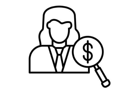 Female Auditor Outline Icon: A Versatile Design Asset