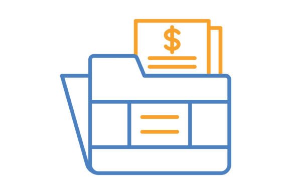 Folder Blue & Orange Line Icon: Modern Design Versatility