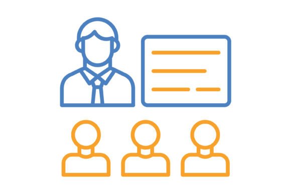 Lecture Blue & Orange Line Icon: A Versatile Asset for Modern Design