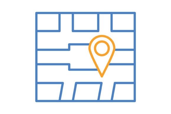 Map Location Blue & Orange Line Icon: A Versatile Design Asset