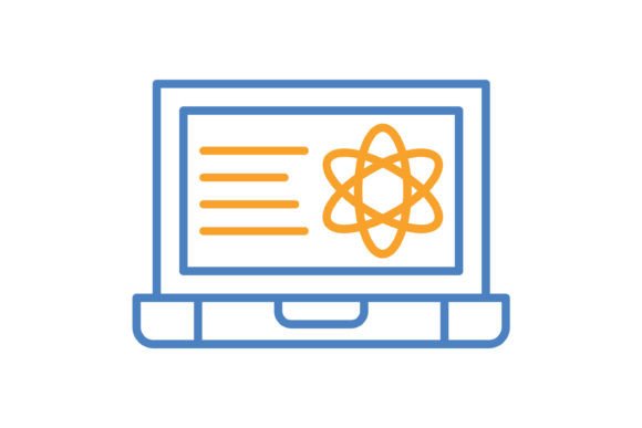 Modern Laptop Blue & Orange Line Icon for Digital Design