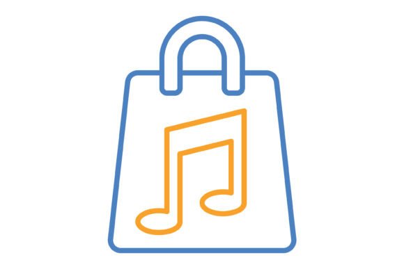 Music Store App Blue & Orange Line Icon: A Designer's Take