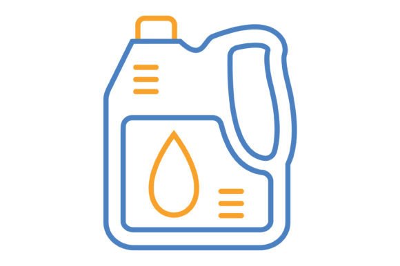 Oil Canister Blue & Orange Line Icon: A Versatile Design Asset