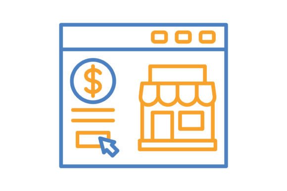 Online Store Blue & Orange Line Icon: A Versatile Asset