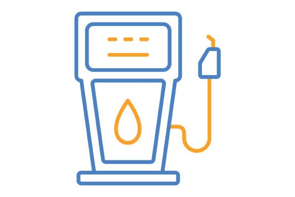 Petrol Pump Blue & Orange Line Icon: Versatility for Modern Projects