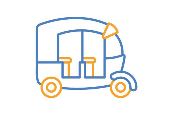 Rickshaw Blue & Orange Line Icon: Versatile Design Asset