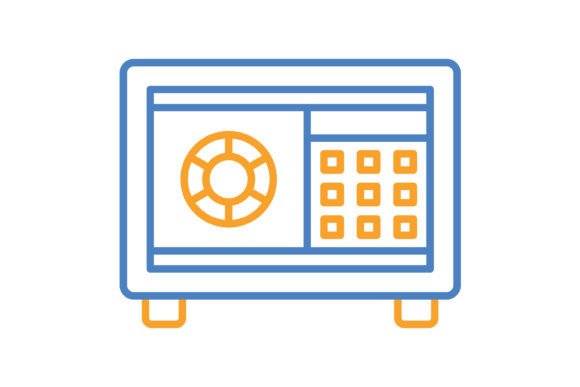 Safebox Blue & Orange Line Icon: A Versatile Design Asset
