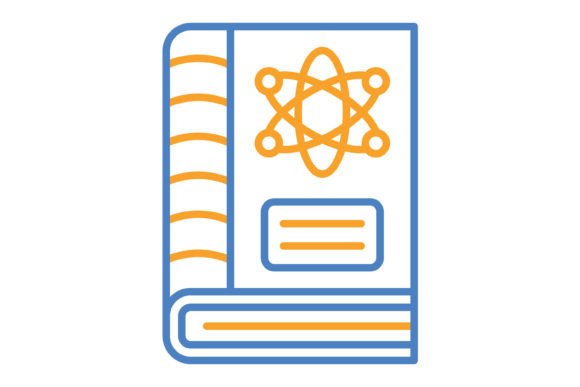 Science Book Blue & Orange Line Icon: A Versatile Design Asset