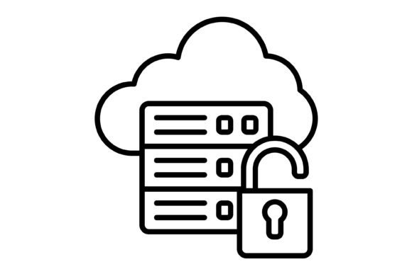 Unsecure Server Outline Icon: A Modern Design Asset