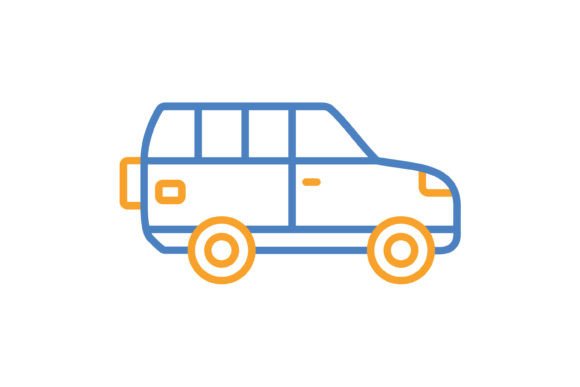 Wagon Car Blue & Orange Line Icon: A Versatile Design Asset