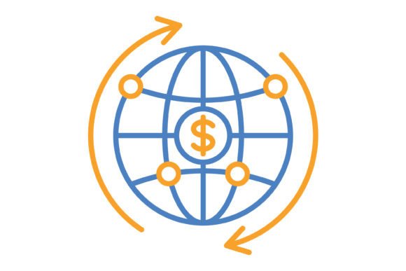 Worldwide Blue & Orange Line Icon: Your Universal Visual Toolkit